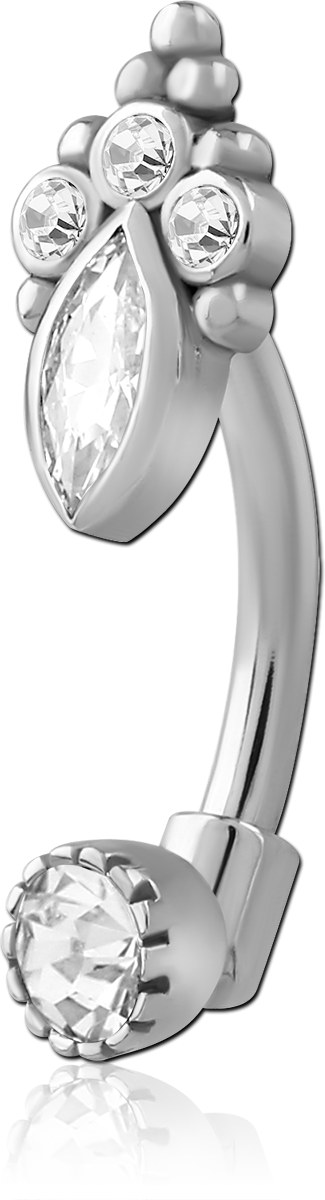 SURGICAL STEEL JEWELLED CURVED MICRO BARBELL