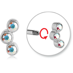 SURGICAL STEEL MICRO THREADED TRIPLE JEWELLED ATTACHMENT