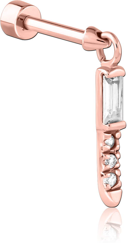 ROSE GOLD PVD COATED SURGICAL STEEL JEWELLED TRAGUS MICRO BARBELL