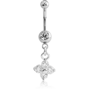 SURGICAL STEEL DOUBLE SWAROVSKI CRYSTAL JEWELLED MINI NAVEL BANANA WITH HOOP