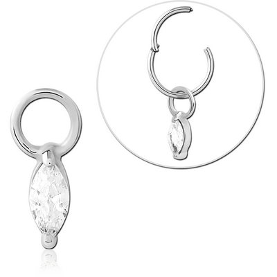 SURGICAL STEEL SLIDING JEWELLED CHARM FOR HINGED SEGMENT RING