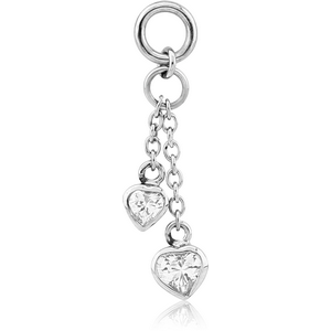 SURGICAL STEEL ATTACHMENT FOR INTIMATE PIERCING - 34MM HEARTS