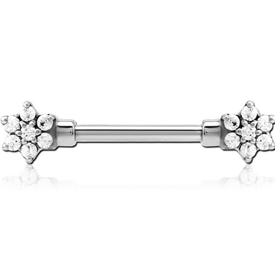 SURGICAL STEEL JEWELLED NIPPLE BAR - FLOWER