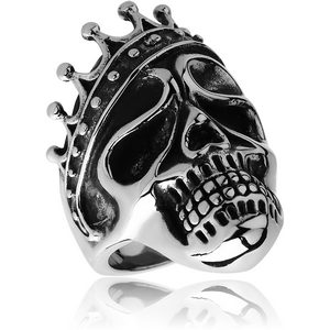 SURGICAL STEEL RING - SKULL WITH CROWN
