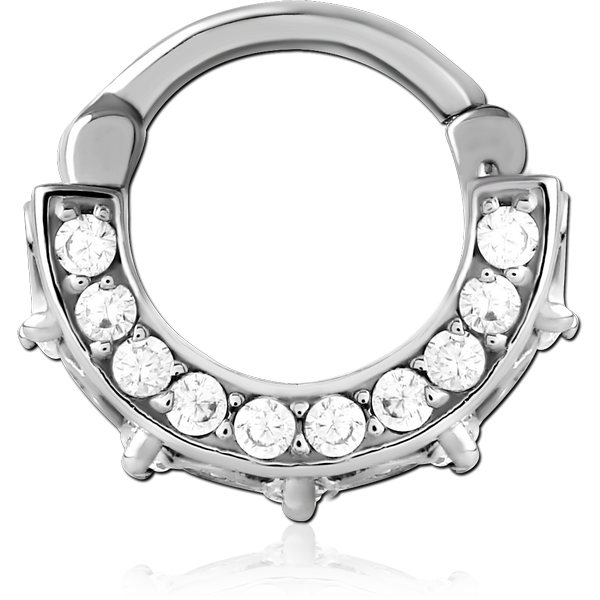 SURGICAL STEEL JEWELLED HINGED SEPTUM CLICKER RING