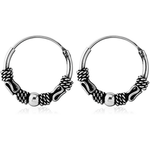 STERLING SILVER 925 HOOP EARRINGS - BALI DESIGN