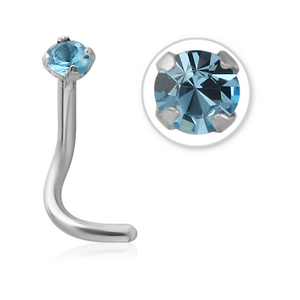 TITANIUM CURVED PRONG SET 2.5MM JEWELLED NOSE STUD