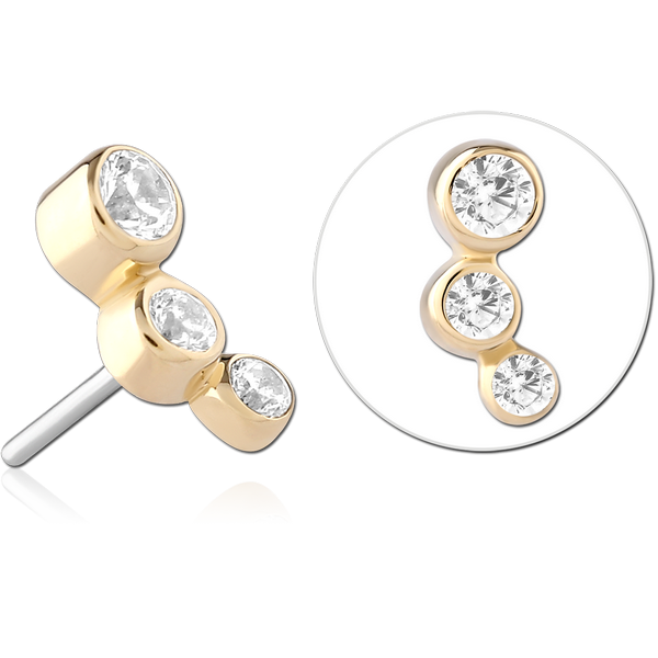 14K GOLD JEWELLED ATTACHMENT TITANIUM THREADLESS PIN