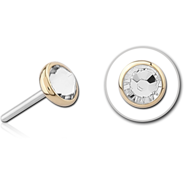 14K GOLD JEWELLED ATTACHMENT TITANIUM THREADLESS PIN