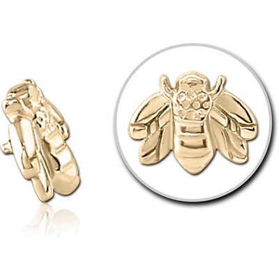 ZIRCON GOLD PVD COATED SURGICAL STEEL MICRO ATTACHMENT FOR 1.2MM INTERNALLY THREADED PINS - HONEY BEE