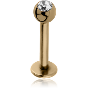 ZIRCON GOLD PVD COATED SURGICAL STEEL JEWELLED MICRO LABRET