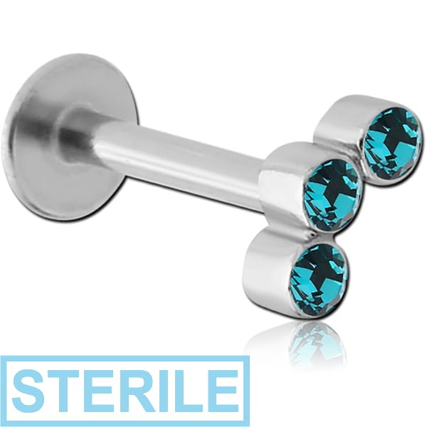 Sterile Surgical Steel Micro Labret With Jewelled Attachment