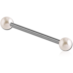 SURGICAL STEEL BARBELL WITH SYNTHETIC PEARLS