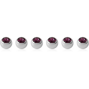 PACK OF 6 SURGICAL STEEL HIGH END CRYSTAL JEWELLED MICRO BALLS