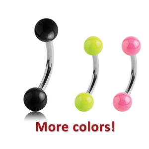 SURGICAL STEEL CURVED MICRO BARBELL WITH ENAMEL COATED BALLS