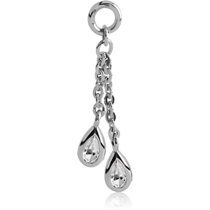 SURGICAL STEEL JEWELLED ATTACHMENT FOR INTIMATE PIERCING - TWO PEARS