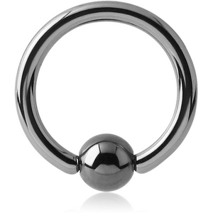 TITANIUM BALL CLOSURE RING WITH HEMATITE BALL