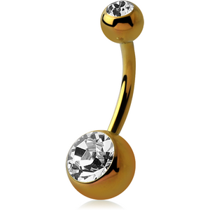 TITANIUM DOUBLE OPTIMA CRYSTAL JEWELLED NAVEL BANANA