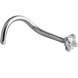 TITANIUM CURVED PRONG SET 2MM JEWELLED NOSE STUD