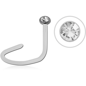 BIOFLEX INTERNAL CURVED NOSE STUD WITH TITANIUM JEWELLED DISC