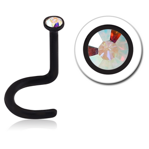 BIOFLEX SWAROVSKI CRYSTAL JEWELLED CURVED NOSE STUD WITH GLUED STONE
