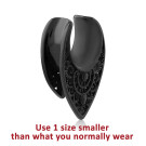 BLACK PVD COATED SURGICAL STEEL HALF TUNNEL SADDLE MANDALA FLORAL ENGRAVED