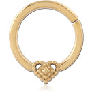GOLD PVD 18K COATED SURGICAL STEEL HINGE SEGMENT RING BEADED HEART