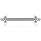SURGICAL STEEL NIPPLE PIERCING INTERNAL THREADED BAR WITH CHARM JEWELLED