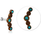 SURGICAL STEEL JEWELED TRAGUS ANTIQUE BRASS PVD COATED MICRO BARBELL