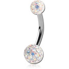 TITANIUM DOUBLE EPOXY COATED CRYSTALINE JEWELLED BALL NAVEL BANANA
