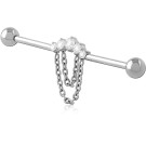 TITANIUM INTERNAL INDUSTRIAL BARBELL ROUND GEM CLUSTER WITH DOUBLE CHAINS