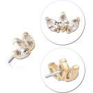 14K YELLOW GOLD ATTACHMENT WITH TITANIUM THREADLESS PIN TRIPLE MARQUISE CLEAR GEMS