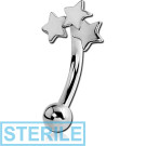 STERILE SURGICAL STEEL TRIPLE STARS FANCY CURVED MICRO BARBELL