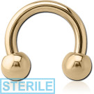 STERILE ZIRCON GOLD PVD COATED SURGICAL STEEL MICRO CIRCULAR BARBELL