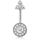 SURGICAL STEEL INTERNALLY THREADED DOUBLE JEWELLED NAVEL BANANA