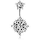 SURGICAL STEEL INTERNALLY THREADED DOUBLE JEWELLED NAVEL BANANA