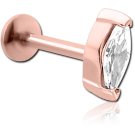 ROSE GOLD PVD COATED SURGICAL STEEL INTERNALLY THREADED JEWELLED MICRO LABRET