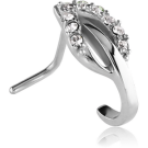 SURGICAL STEEL 90 DEGREE JEWELLED WRAP AROUND NOSE STUD