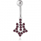 RHODIUM PLATED JEWELED STAR FASHION NAVEL BANANA