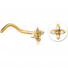 GOLD PVD 18K COATED SURGICAL STEEL JEWELED NOSE STUDS