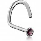 SURGICAL STEEL SWAROVSKI CRYSTAL JEWELLED LARGE LEFT CURVE NOSE STUD