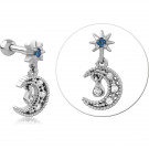 SURGICAL STEEL JEWELED TRAGUS MICRO BARBELL WITH ENAMEL