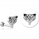 SURGICAL STEEL JEWELED TRAGUS MICRO BARBELL WITH ENAMEL-FOX