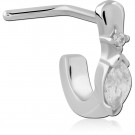 SURGICAL STEEL 90 DEGREE JEWELED WRAP AROUND NOSE STUD
