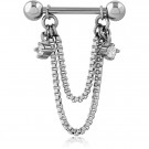 SURGICAL STEEL JEWELED NIPPLE BAR WITH CHAIN