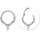 316L SURGICAL STEEL HINGE SEGMENT RING V-SHAPE WITH CLEAR GEMS