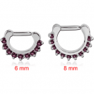 SURGICAL STEEL ROUND PRONG SET JEWELED HINGED SEPTUM CLICKER RING