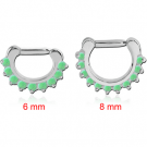 SURGICAL STEEL ROUND PRONG SET SYNTHETIC OPAL HINGED SEPTUM CLICKER RING