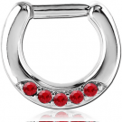 SURGICAL STEEL ROUND JEWELED HINGED SEPTUM CLICKER RING