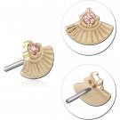 14K YELLOW GOLD TOP WITH TITANIUM THREADLESS PIN FAN WITH SINGLE PINK GEM